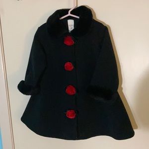 Infant girls size 24M dress coat. Rose buttons